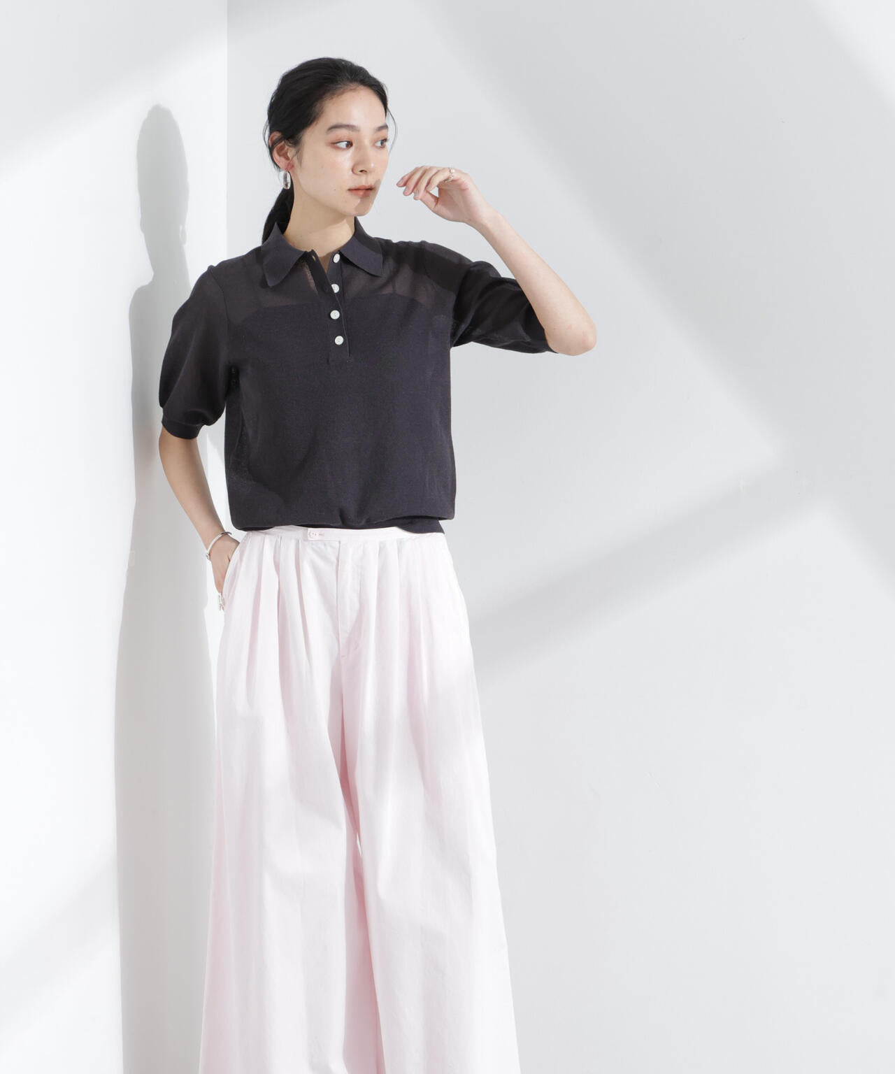 シアー ミラノリブ ニット ポロ