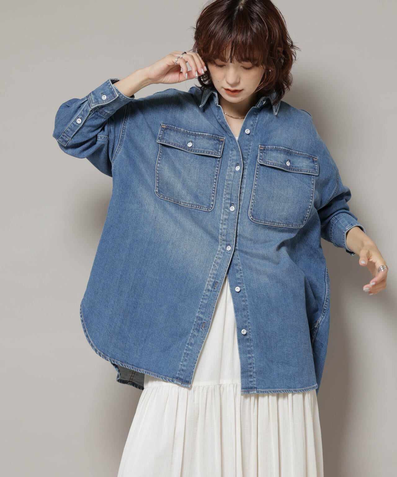 Healthy DENIM / Almond デニム ビッグシャツ