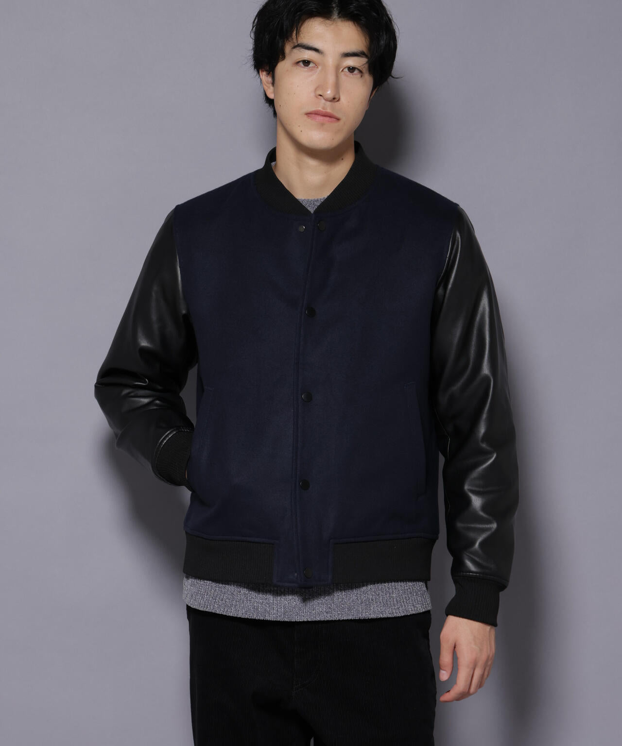 フェイクレザースタジャン