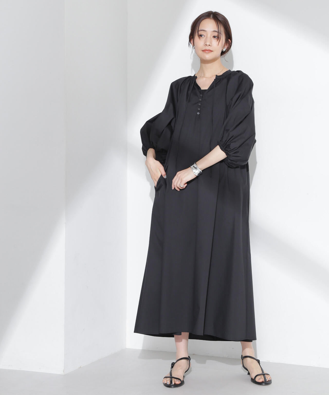 ボリューム ギャザー フレア ワンピース