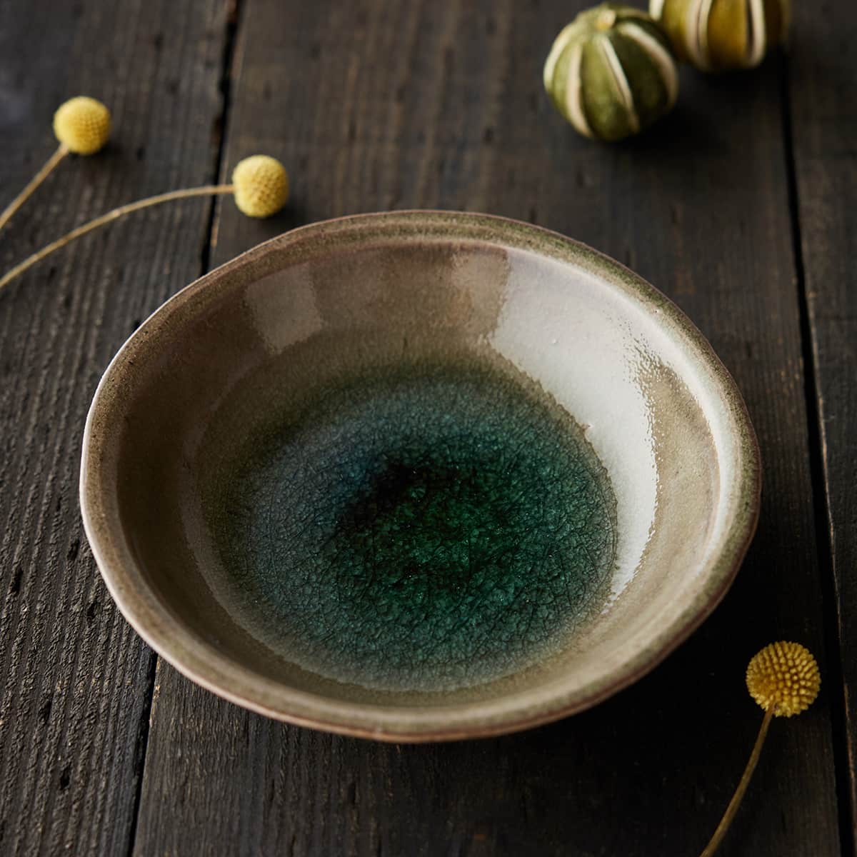 儚くしたたる秋の余韻 露時雨（つゆしぐれ）中深皿 φ20cm｜信楽四季