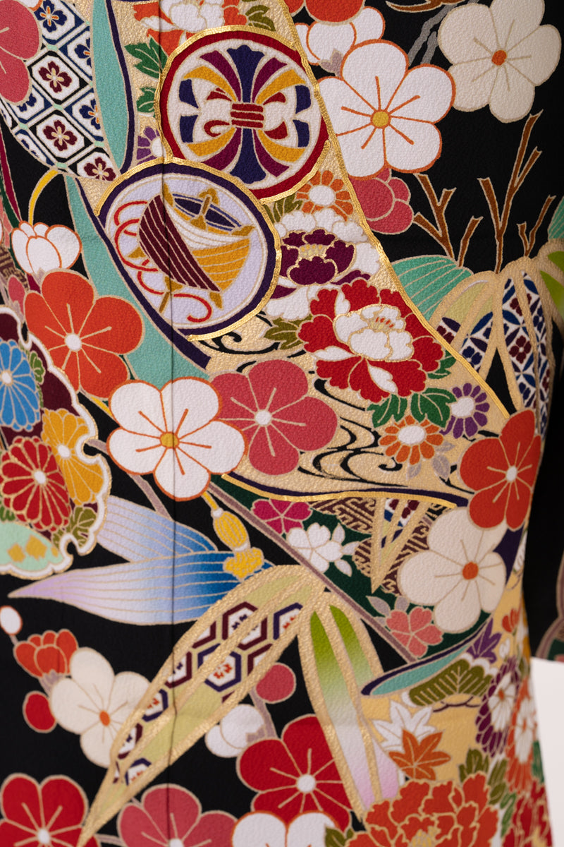 黒 古典柄正絹振袖【159】 – SAKURA TOKYO