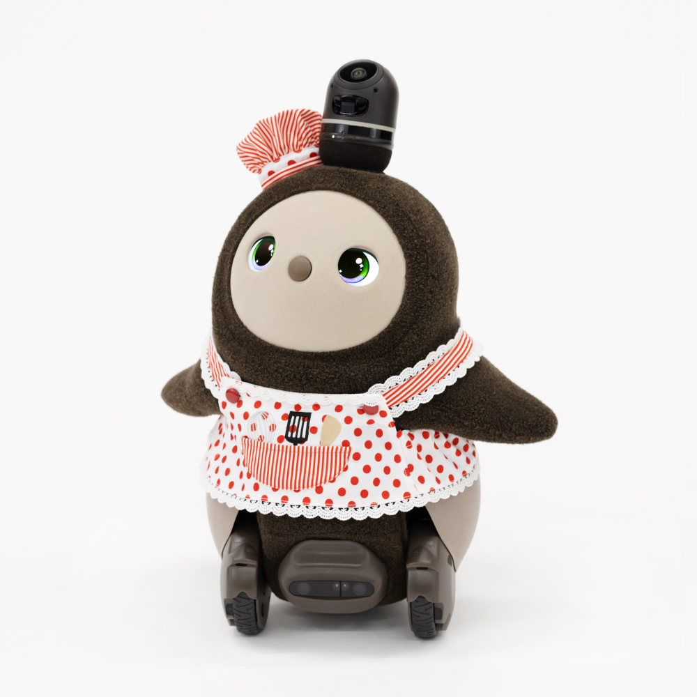 ドット柄エプロン (コック帽子付き)ホワイト | LOVOT ウェブストア