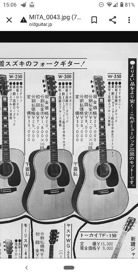 No:3 Kiso suzuki W-350 ハカランダ | ゆずマンのギター説明ブログ