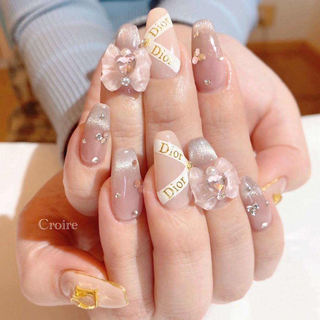 Diorネイル(持ち込みパーツ) | 出雲ネイルサロン クロワール