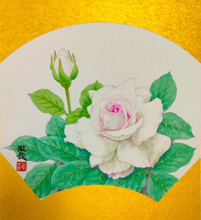 薔薇 (日本画 / 色紙) 大久保 徹哉 | 楽描庵のブログ