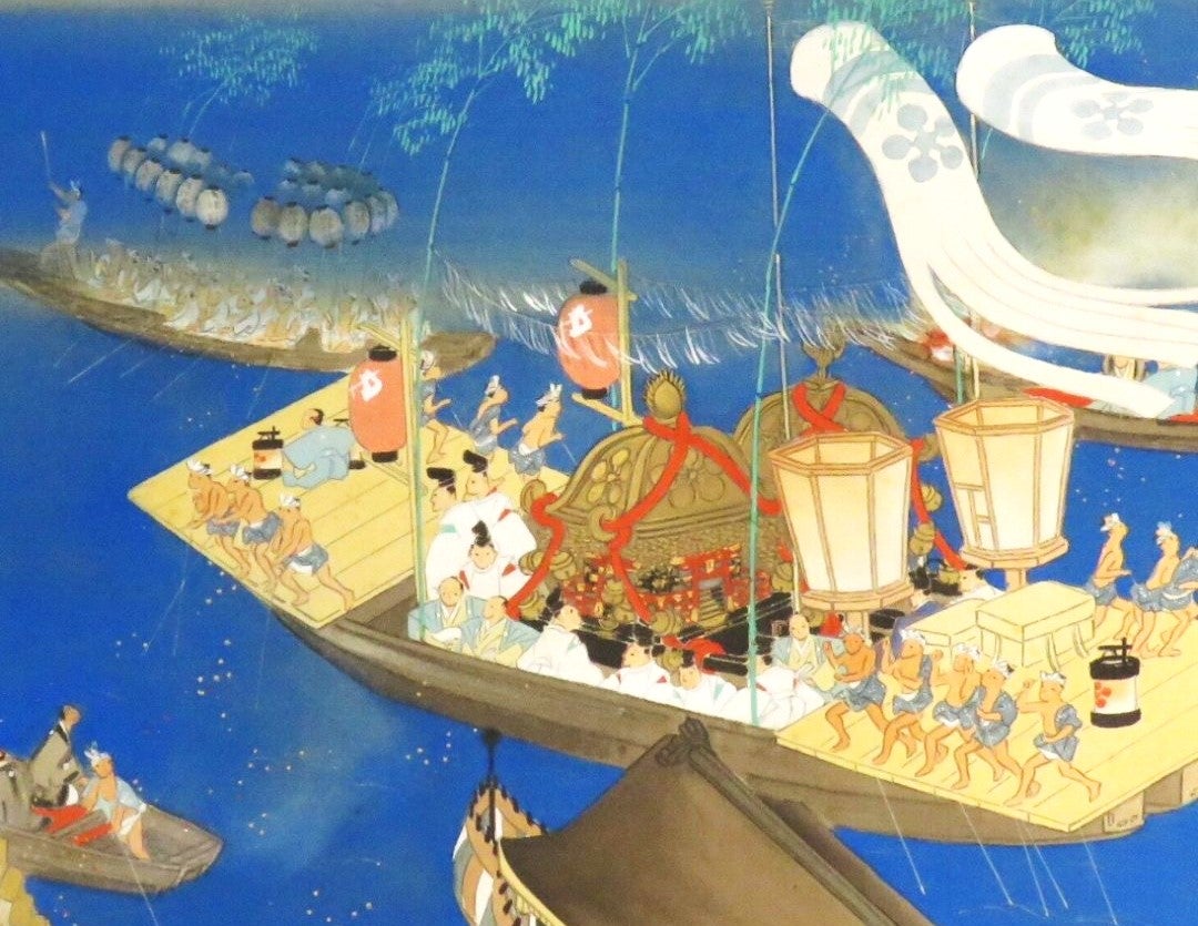 季節の掛け軸 林文塘「舟渡御」(天神祭)のご紹介 | 大阪の掛軸・工芸品