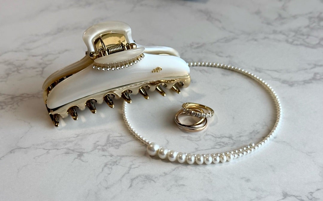 acca ヘアクリップラインストーン ニューコナーラパールホワイトL