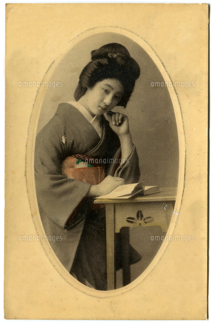 手彩色絵葉書 明治～大正時代（明治40-大正7の間の発行） 女性肖像