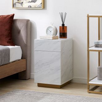 大理石柄サイドテーブル 引き出し収納付き [幅30] | 【公式】LOWYA