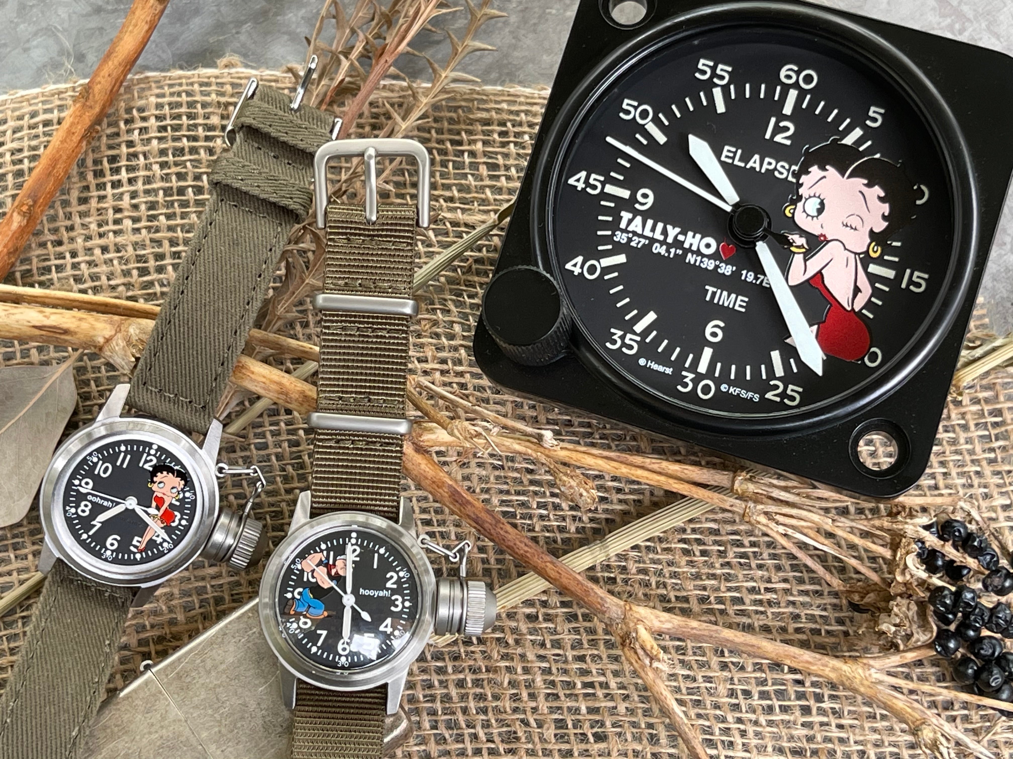 米軍ノーズアート時計にBetty Boop TMとPopeye TMがコラボ！｜マクアケ