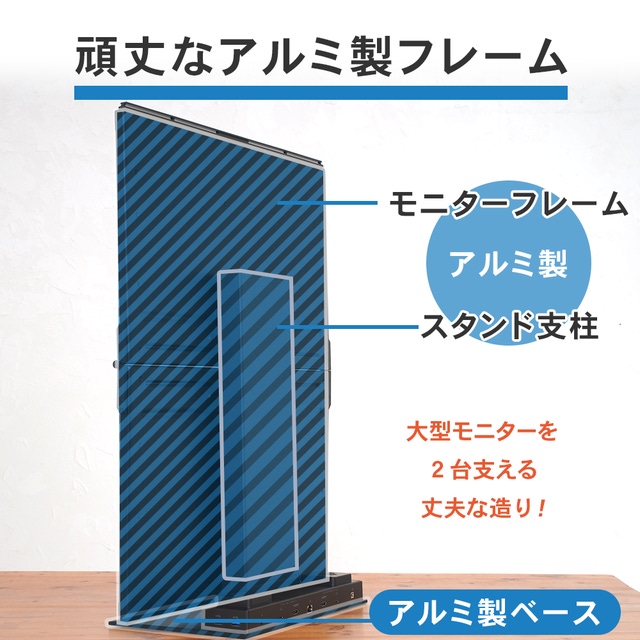 縦に積み上げて使用する高さ、角度自在の2画面モニター Geminos W