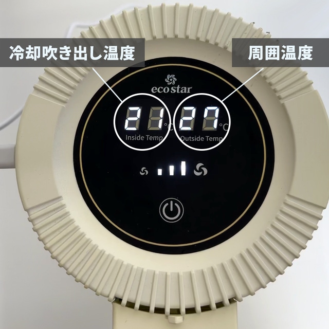 ミストを使わず、湿気を感じないドライで冷たい風の冷風機ドライ