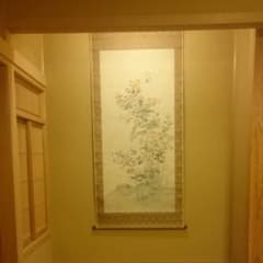 真作】 名品 2尺大幅 掛け軸「薔薇と雀の図」藤田苔石 - メルカリ