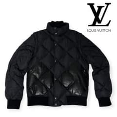 LOUIS VUITTON ブラックデタッチャブル レザー切替ダウンジャケット