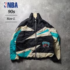 入手困難90sNBAバンクーバーグリズリーズナイロンジャケット刺繍ロゴ短