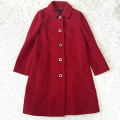 TOCCA 赤 アンゴラブレンドロングコート 丸襟 ウール ボタン ラメ 0/S