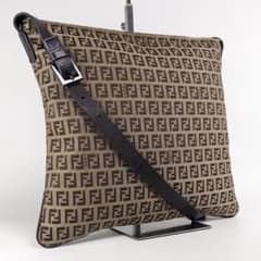 フェンディ ズッキーノ ズッカ ショルダーバッグ キャンバス レザー