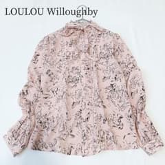 ルルウィルビー】長袖ブラウス ボウタイ プリーツ 総柄 近年モデル