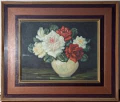 真作】絵画 油彩6号 華やぐ薔薇の饗宴 優雅な一輪一輪 美しい調和 Y104