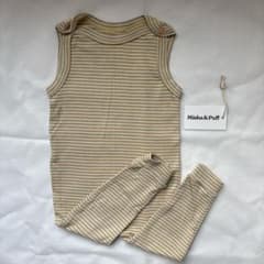 美品 Misha & Puff ストライプ ロンパース overall 6-9m - メルカリ
