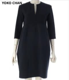 YOKO CHAN ネイビー ひざ丈ワンピース 七分袖 - メルカリ