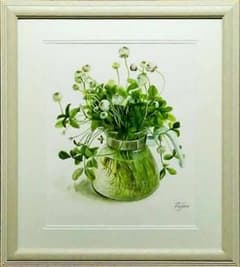 原画1点物！ 橋本不二子「軽井沢のクローバー（1）」水彩画 大変貴重な