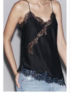 ZARA ザラ レースキャミソール 黒 XS - メルカリ