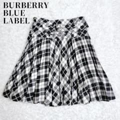 バーバリーブルーレーベル ノバチェック プリーツスカート ベルト ロゴ
