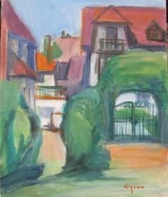 檜山健三「生垣のある家（サンタンデル）」8号油彩 - メルカリ