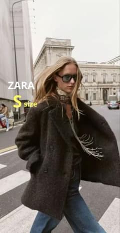 ZARA】ブークレダブルブレストミディ丈コート - メルカリ