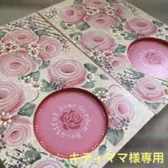 バンブーコースタートレイ。 トールペイント 。薔薇。 - メルカリ