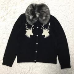 希少】美品☆ピンクハウス ファー襟トナカイ ビジュー ニット