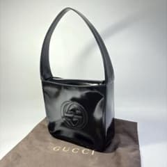 極美品 GUCCI グッチ パテントレザー ワンショルダーブラック リペア