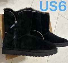 UGG ムートンブーツ ファスナー金具ビジュー 未使用 ショートブーツUS6
