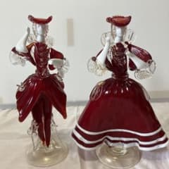 ベネチアンガラス美術品工芸品ムラーノガラスペア人形赤金彩 - メルカリ