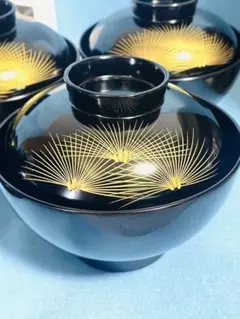 輪島塗 寿松 沈金 5客 蓋付き お吸物椀 共箱 懐石膳 茶道具 - メルカリ