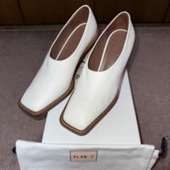 プランシー PLAN C 白レザーヒールシューズmarni