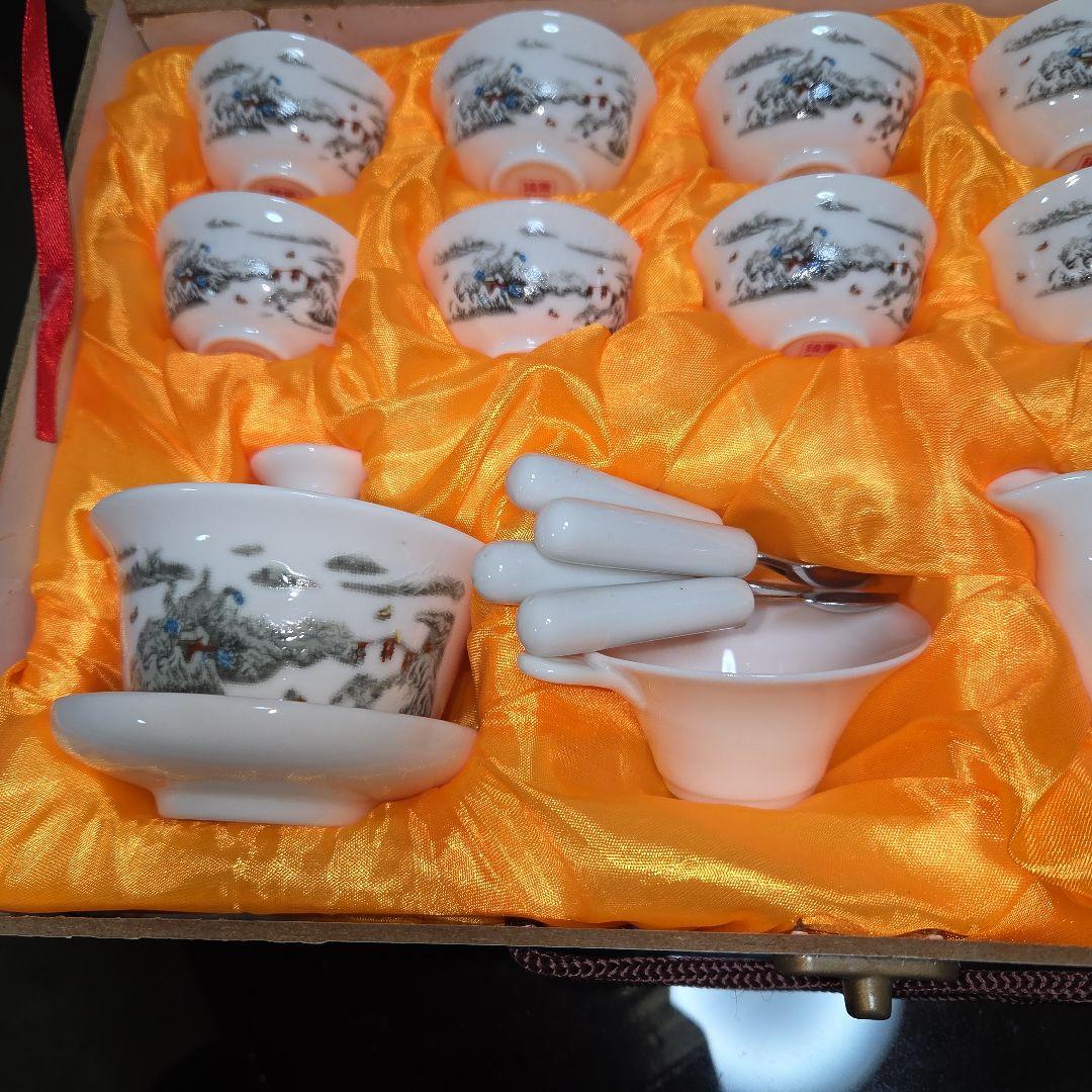 中国茶器セット 精品玉瓷 景徳鎮彩 山水画 陶磁器 - メルカリ