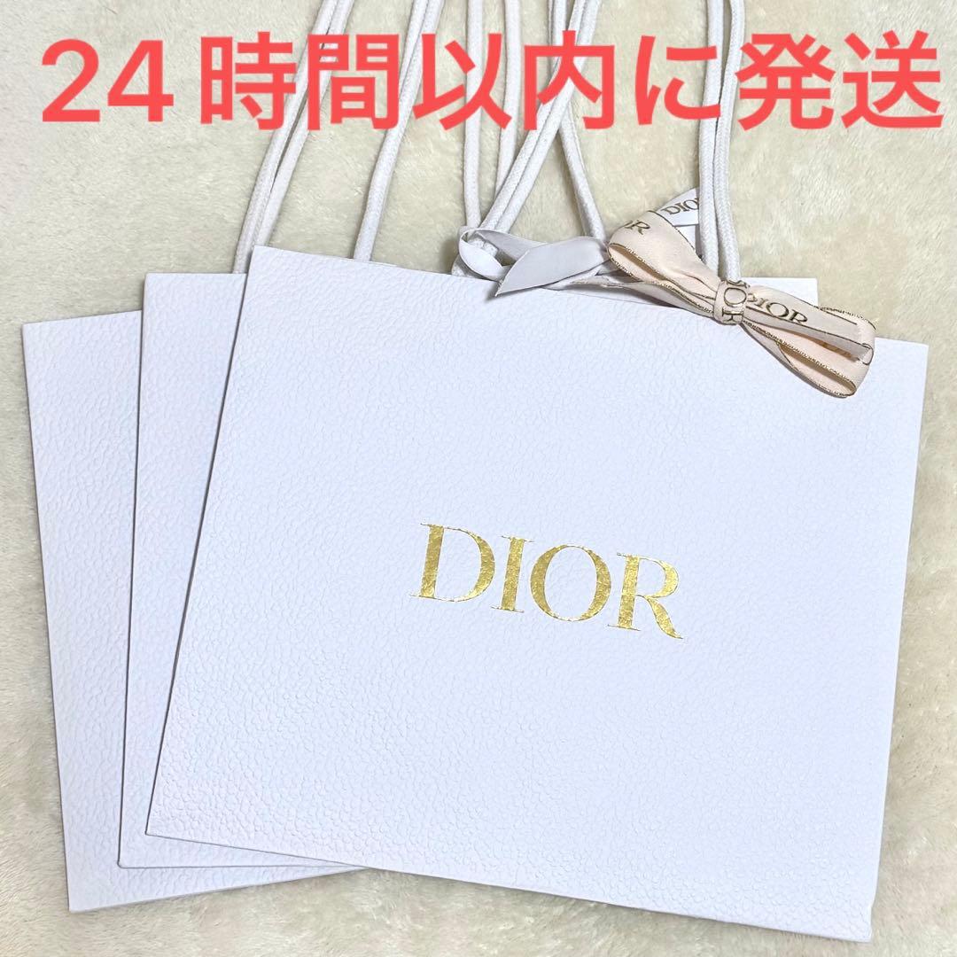 新品☆ディオール Dior ショッパー 大 紙袋 ショップ袋 白 金 3枚