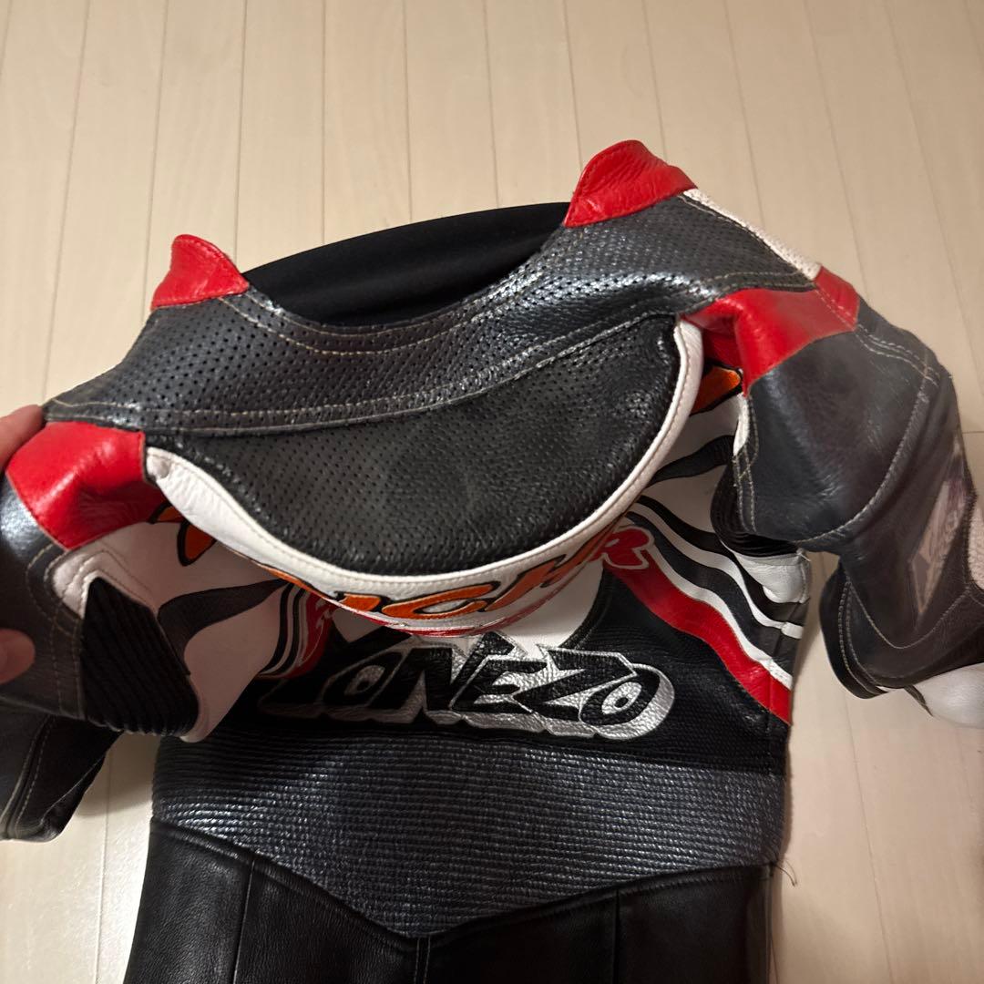 YONEZO 革ツナギ レーシングスーツ 黒/白/赤 MFJ公認 美品 - メルカリ