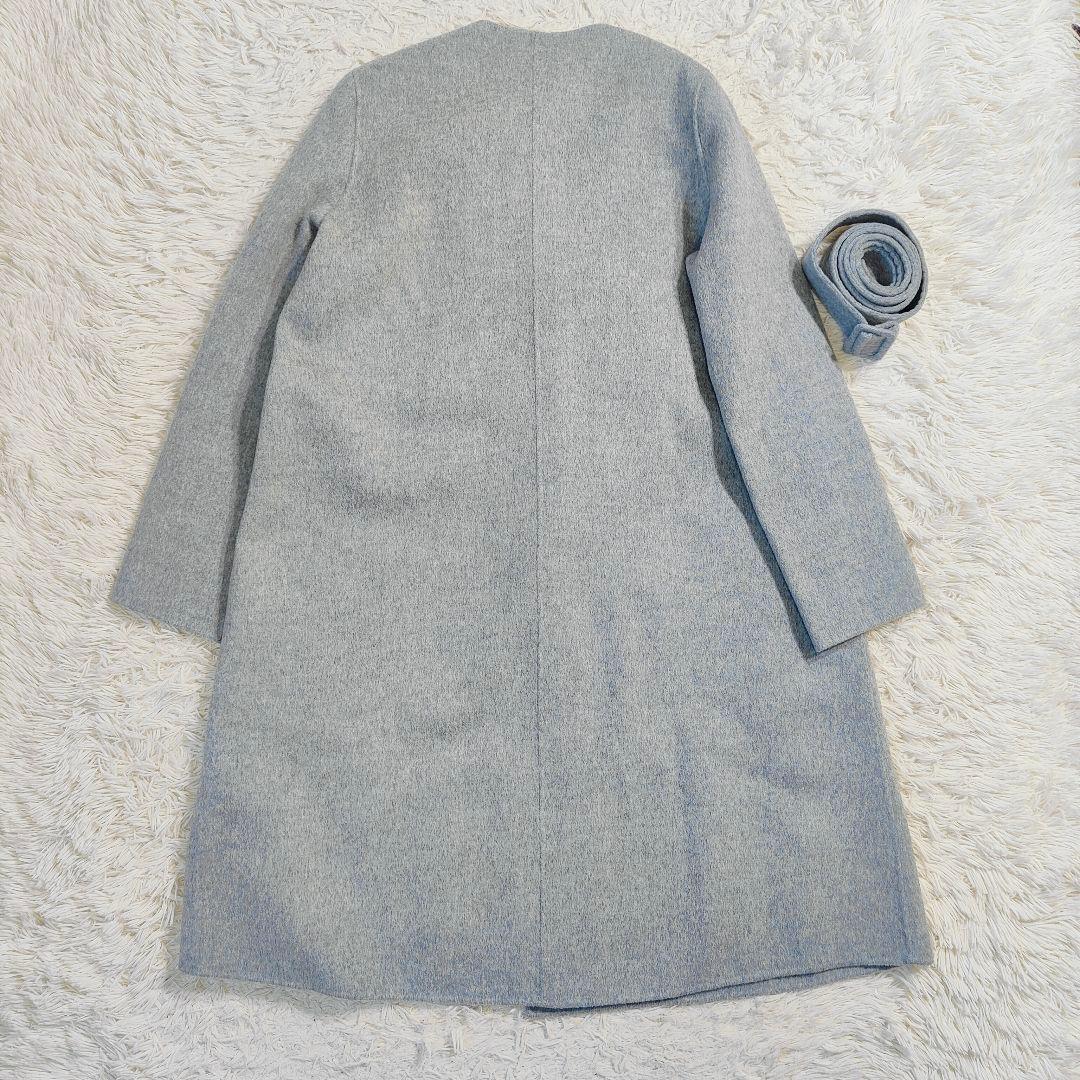 8万✨セオリー カシミヤ混 ノーカラーダブルフェイスロングコート