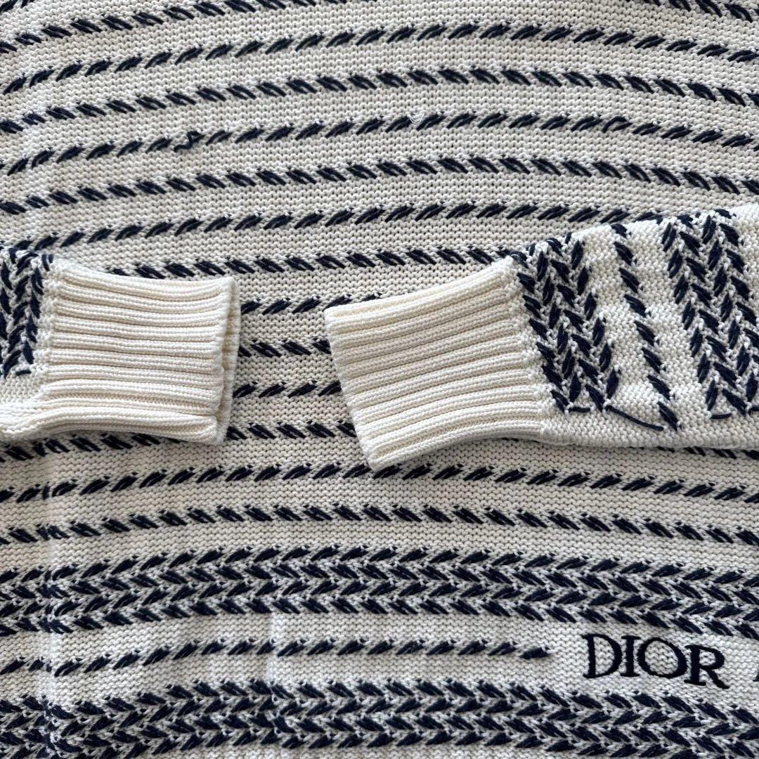 Dior ストライプ クルーネックセーター 白 XS