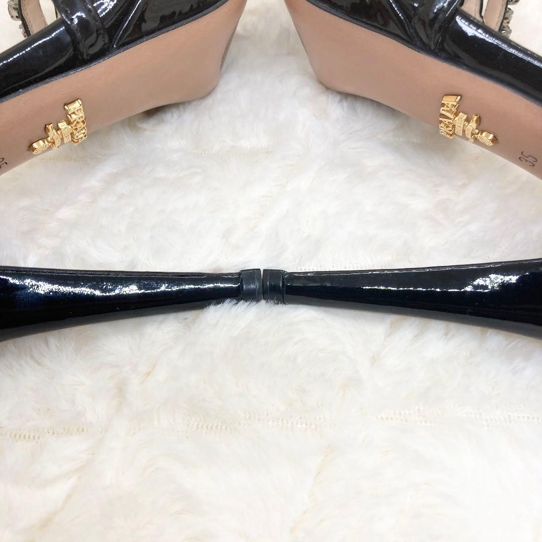美品♡】プラダ 22 パンプス エナメル ブラック ビジュー 箱 保存袋