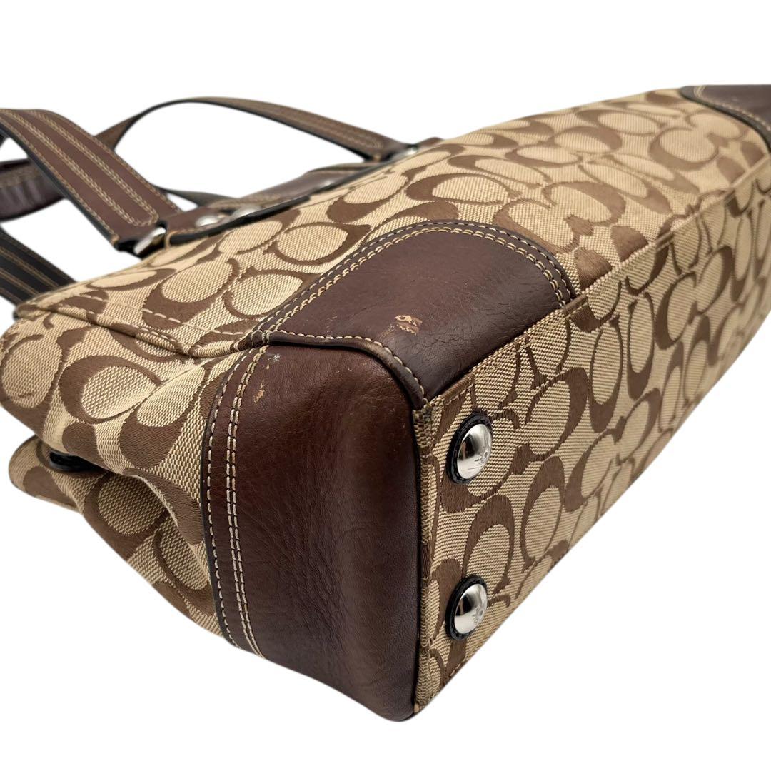 美品 シグネチャー ハンドバッグ レザー ブラウン 13975 コーチ 83