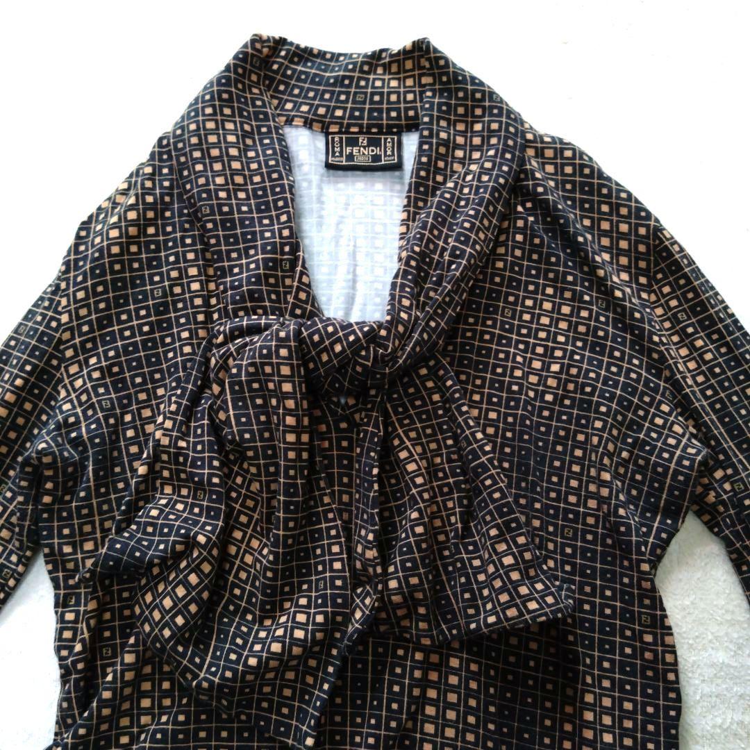 フェンディ Fendi リボン付き長袖シャツ ズッカ柄 イタリア製