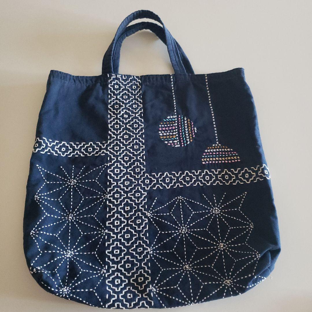 刺し子藍染めトートバッグ - メルカリ