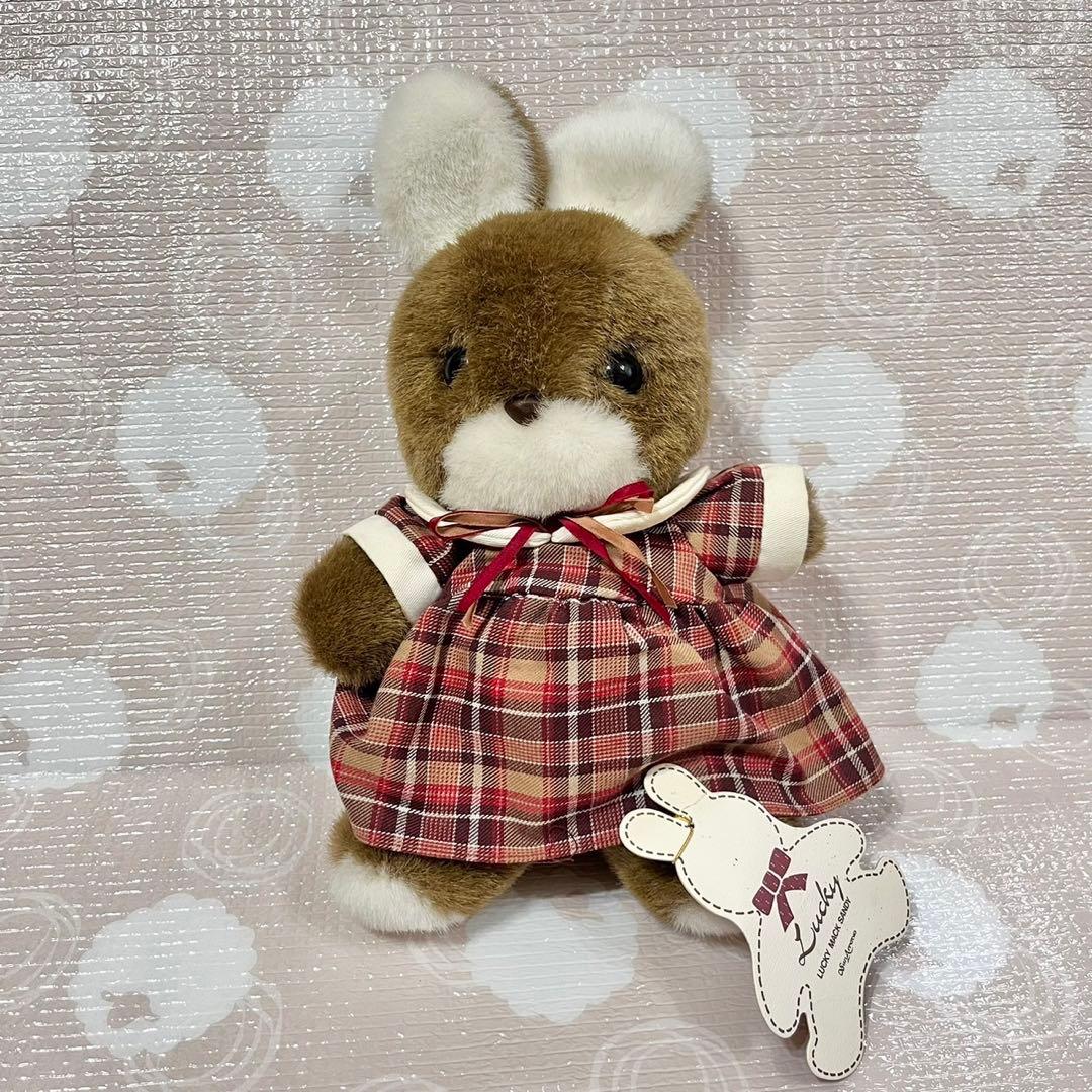 タグ付き サンアロー ウサギのラッキー ぬいぐるみ M 昭和レトロ 当時