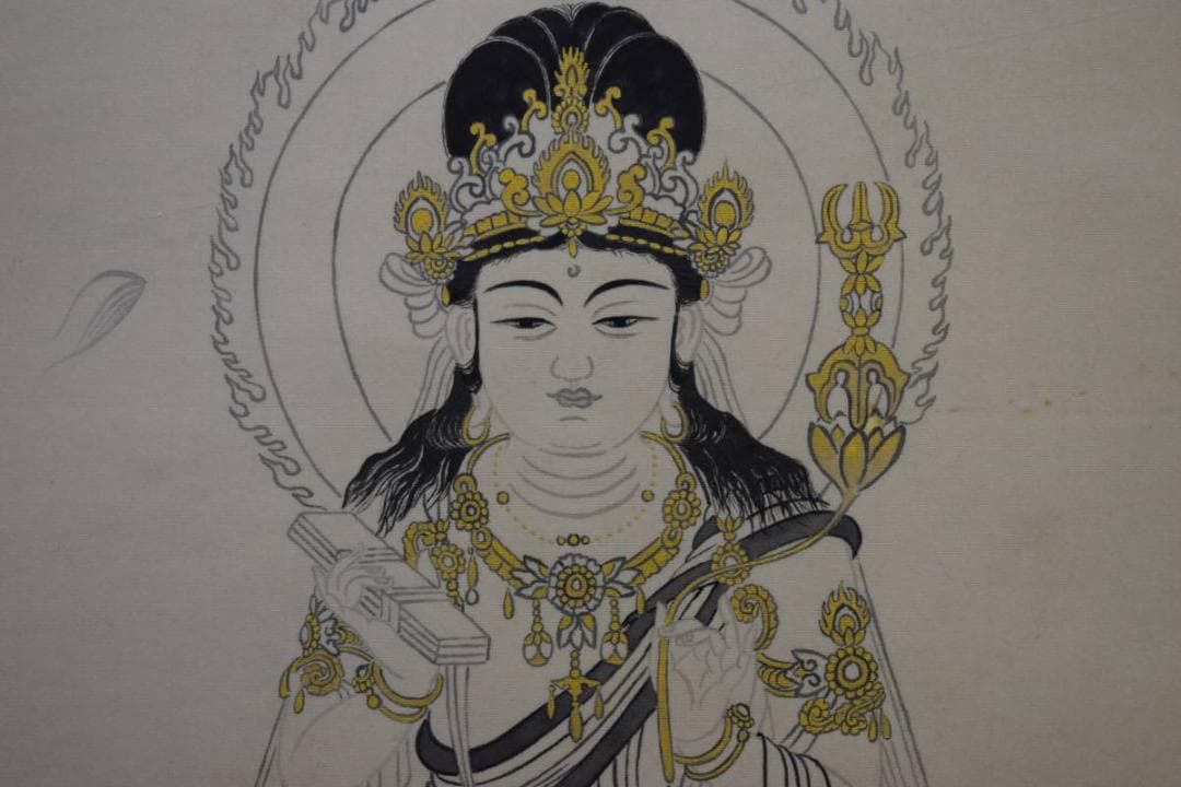 真作/木村武山/文殊菩薩/桐共箱二重箱付/布袋屋掛軸HC-702 真作/関精拙/観音像画賛/桐極箱付/布袋屋掛軸HH-314 真作/関精拙/観