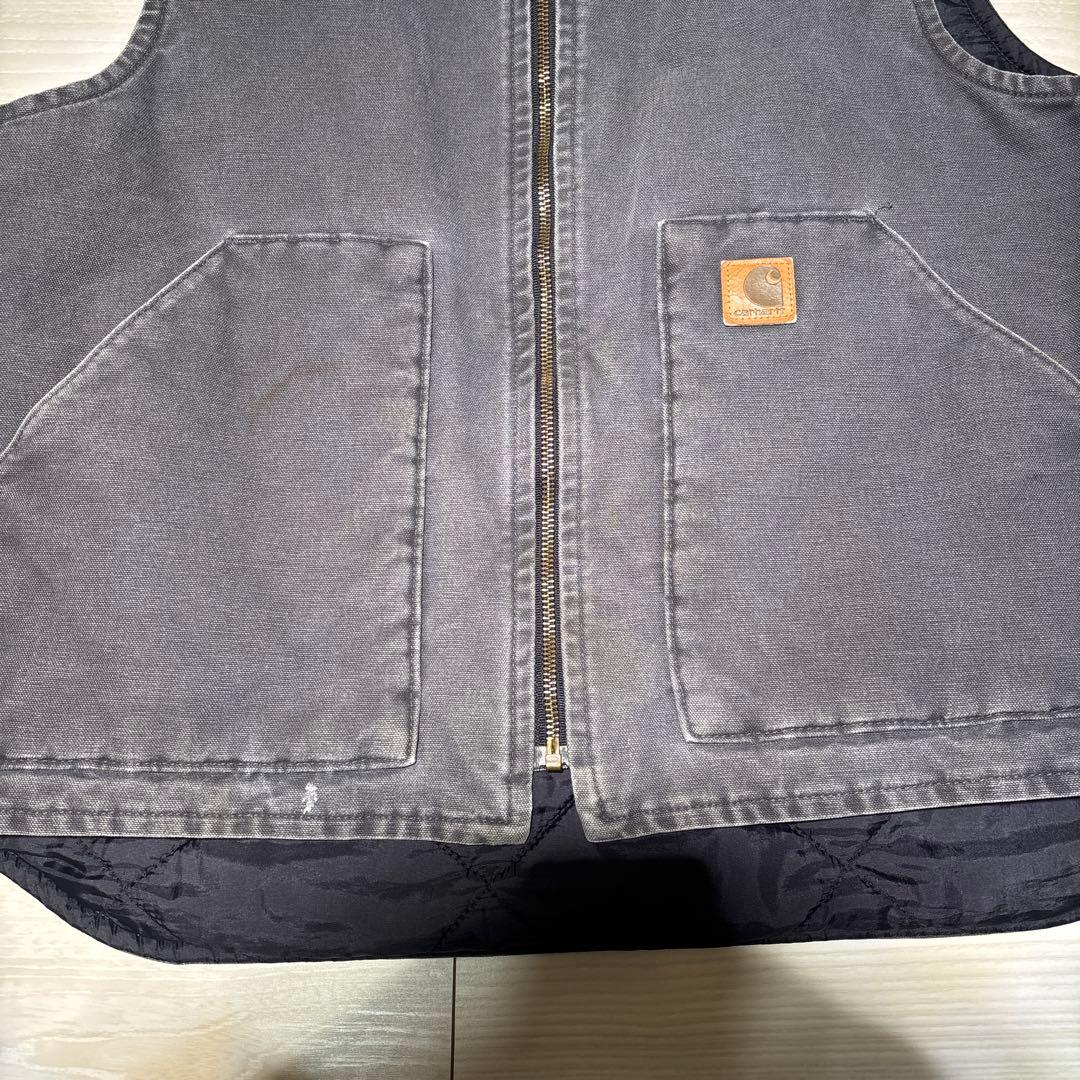 希少グレー・Lサイズ】カーハート ダックベスト V02 029 メキシコ製